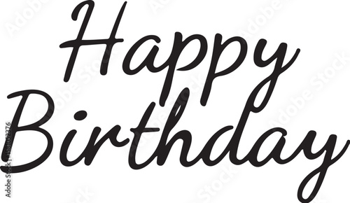 Vector art of happy birthday text isolated on white background
