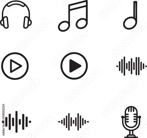 icon set black and white