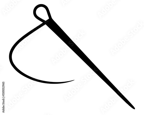 Sewing needle icon, vectors illustration. needle with thread vector icon. Black silhouette with sewing needle.