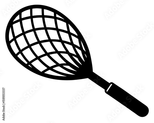 Fishing net vector silhouette , Silhouette illustration of a round fishing net with a handle and a white background