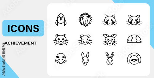 Eco vector icon set: diverse web symbols, illustrations, and decorative elements like gears, skulls, hearts, and footballs on black circle buttons