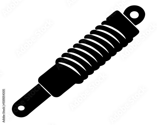 Shock absorber silhouette. Black Silhouette Mechanical Spring on Grey Background Vector Illustration
