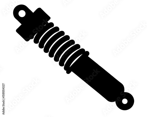 Shock absorber silhouette. Black Silhouette Mechanical Spring on Grey Background Vector Illustration
