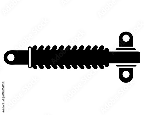 Shock absorber silhouette. Black Silhouette Mechanical Spring on Grey Background Vector Illustration
