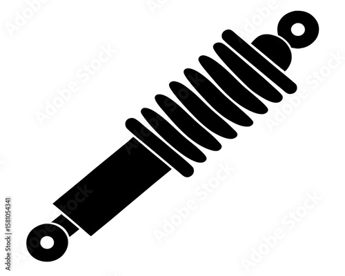 Shock absorber silhouette. Black Silhouette Mechanical Spring on Grey Background Vector Illustration
