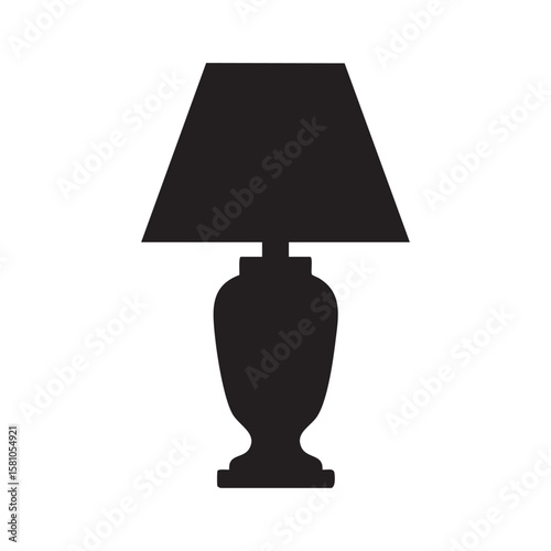 Classic table lamp silhouette isolated on white background
