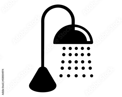 Shower icon, shower silhouette vector, shower bathroom icon. A person using a water saving shower head