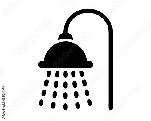 Shower icon, shower silhouette vector, shower bathroom icon. A person using a water saving shower head