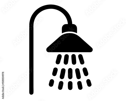 Shower icon, shower silhouette vector, shower bathroom icon. A person using a water saving shower head