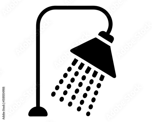 Shower icon, shower silhouette vector, shower bathroom icon. A person using a water saving shower head