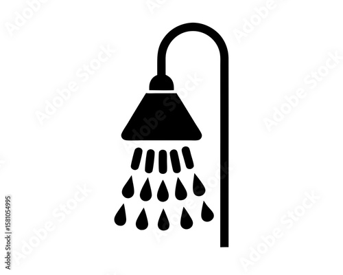 Shower icon, shower silhouette vector, shower bathroom icon. A person using a water saving shower head