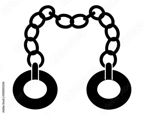 Slave chains silhouette, Black silhouette of intertwined chains in a transparent vector design