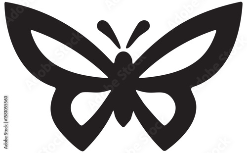 Black Butterfly Silhouette Vector Illustration, Elegant Insect Symbol, Nature Tattoo Icon, Decorative Animal Drawing Design, Adobe Illustrator Artwork.