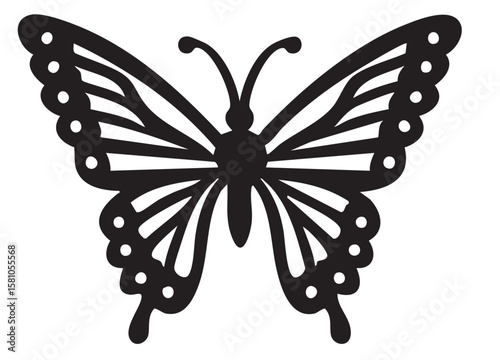 Black Butterfly Silhouette Vector Illustration, Elegant Insect Symbol, Nature Tattoo Icon, Decorative Animal Drawing Design, Adobe Illustrator Artwork.