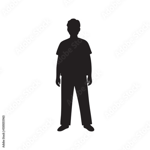 Full body silhouette of a standing man isolated on white background silhouette