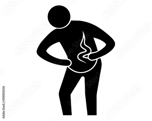 Stomach ache or diarrhea silhouette vector design