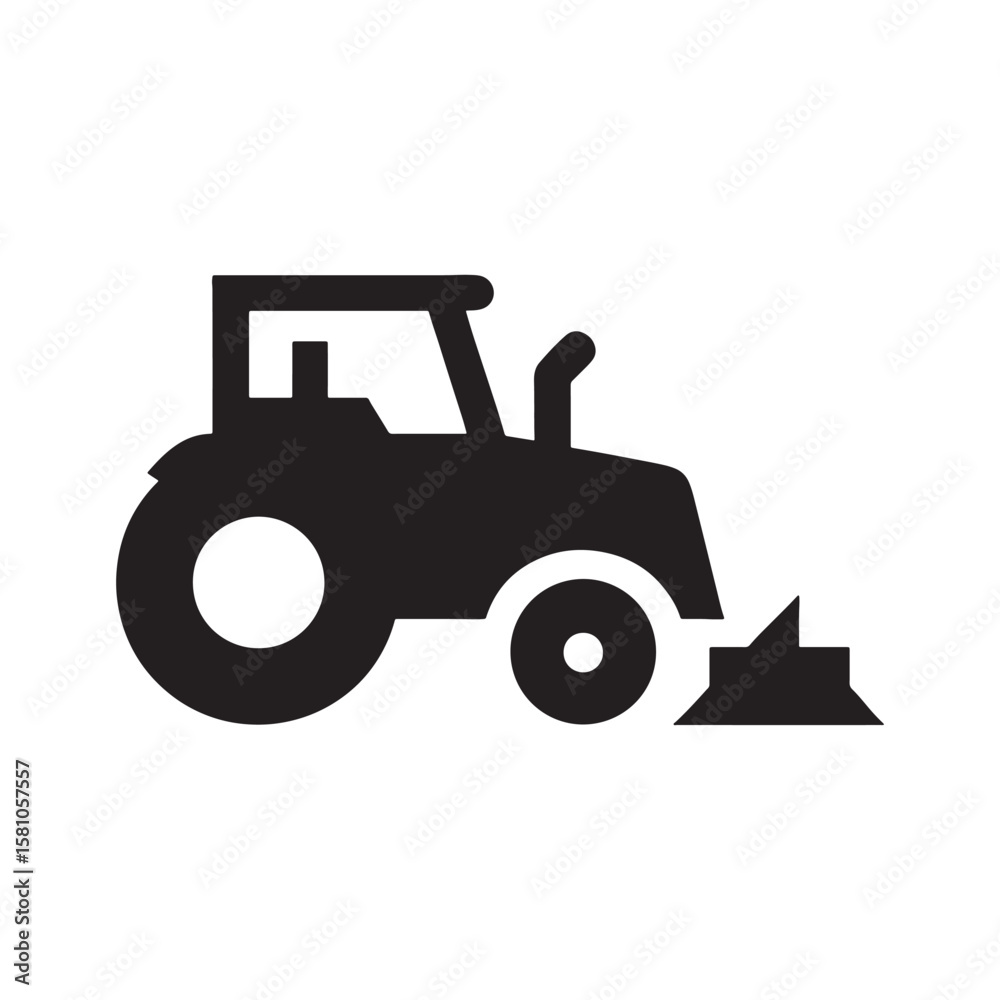 Naklejka premium Powerful Tractor Icon Agricultural Machinery, Farming Equipment, Farm Tractor, Heavy-Duty Vehicle, Rural Transportation