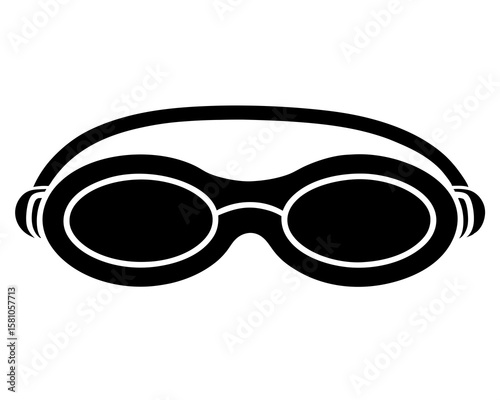 Bold black silhouette of swimming goggles with clean strap design, ideal for summer sport silhouette illustration