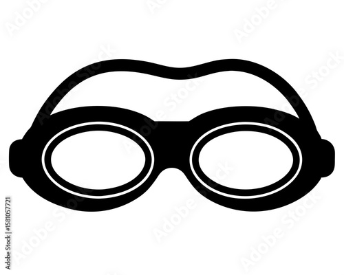 Bold black silhouette of swimming goggles with clean strap design, ideal for summer sport silhouette illustration