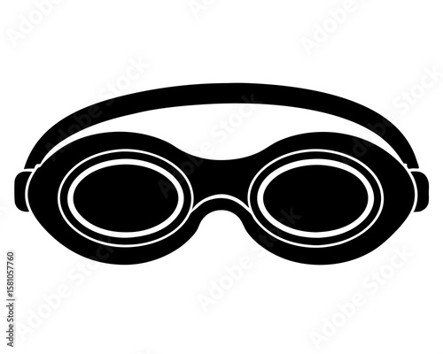 Bold black silhouette of swimming goggles with clean strap design, ideal for summer sport silhouette illustration