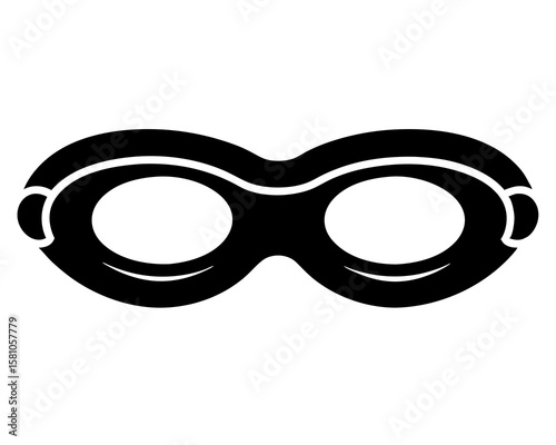 Bold black silhouette of swimming goggles with clean strap design, ideal for summer sport silhouette illustration