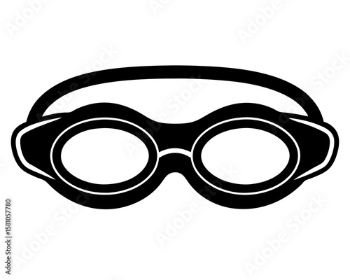 Bold black silhouette of swimming goggles with clean strap design, ideal for summer sport silhouette illustration