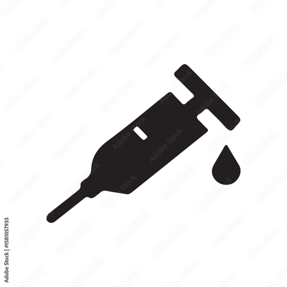 Obraz premium Medical Syringe Icon A Simple Vector Illustration of a Syringe for Medical, Healthcare, and Pharmaceutical Designs