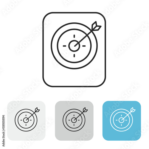 Target icon with arrow in three color variations and minimalist style  