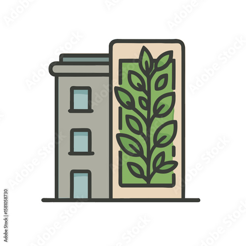 Vertical garden. Eco-friendly wall of a city building