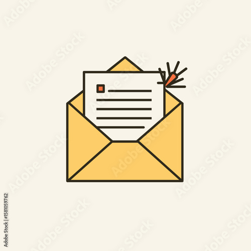 Envelope with letter and spark indicating message delivery  