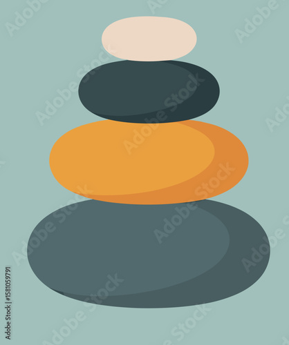 Stacked smooth stones in earthy colors on a soft background  