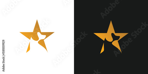 Modern and luxurious dog star logo design