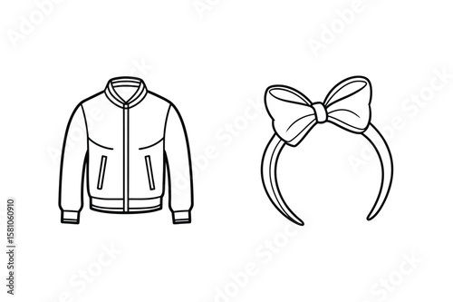 Jacket and bow headband clothing outerwear