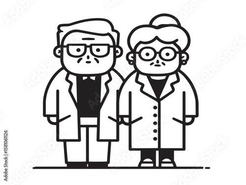 Elderly couple icon warm friendly clean vector design  