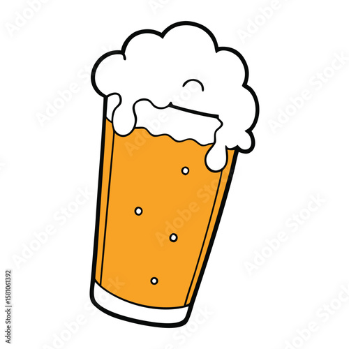 A tall glass filled with golden beer, topped with frothy, overflowing foam splashing out, capturing the refreshing and lively essence of a freshly poured brew.

