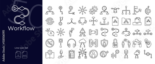 Workflow Line Editable Icons set. Vector illustration in modern thin line style of Workflow icons: workflow, process, management, etc