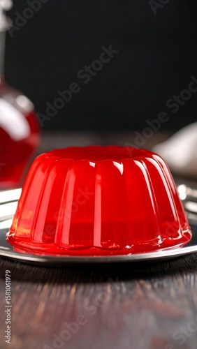 Red jelly on a silver tray