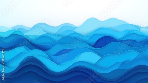 Wallpaper Mural Abstract design of layered blue waves. Torontodigital.ca