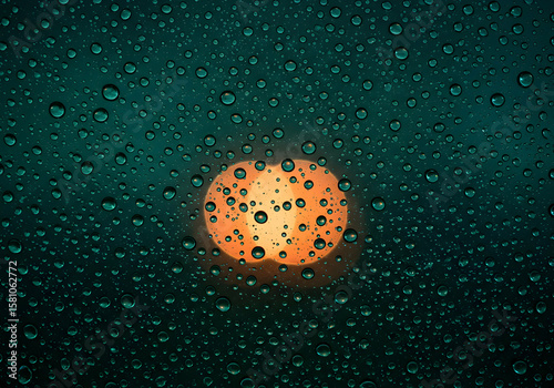Rainy Night City Lights Through Window Raindrops