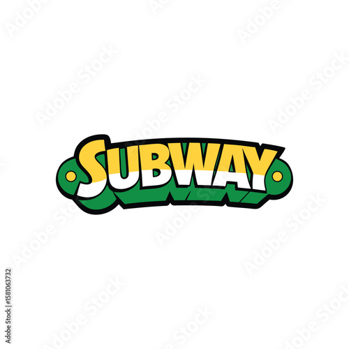 Subway restaurant logo with green yellow and white colors isolated on white background
