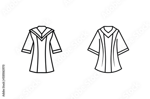 Academic robes with v-neck collars graduation attire