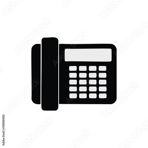 Black and white telephone with keypad and receiver communication technology