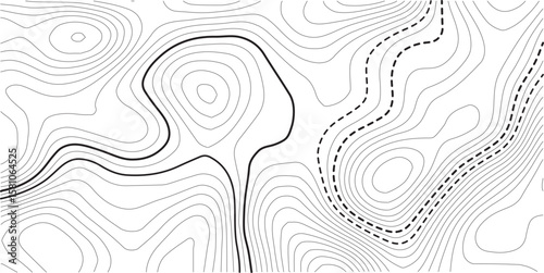 Topographic map background. Geographic line map with elevation assignments. Contour background geographic grid. Vector illustration.