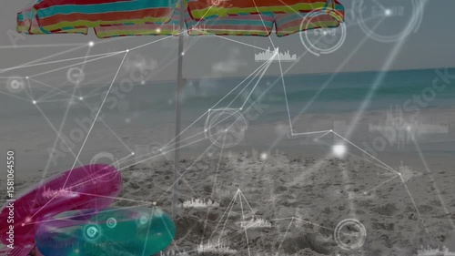 Beach umbrella and rings starting overlay visualizing data clusters then fading back