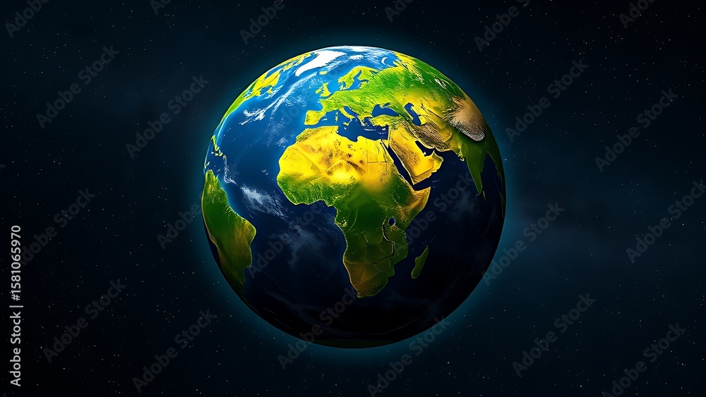 Fototapeta premium Earth globe floating in starry space, representing our planet's beauty and vastness.