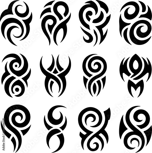 Diverse Tribal Tattoo Design Collection vector bundle graphic, design,