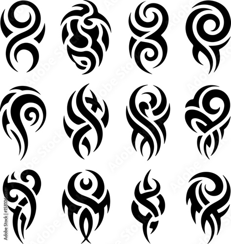 Diverse Tribal Tattoo Design Collection vector bundle graphic, design,