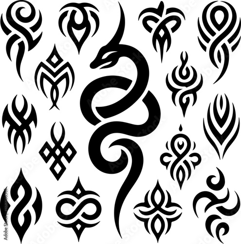 Diverse Tribal Tattoo Design Collection vector bundle graphic, design,