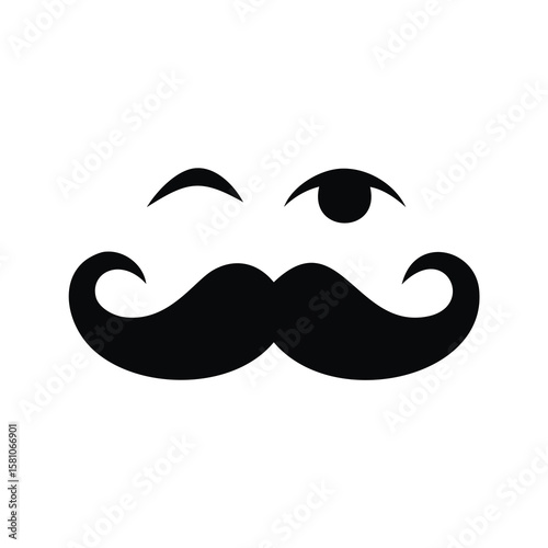 Black mustache and winking eye icon vector