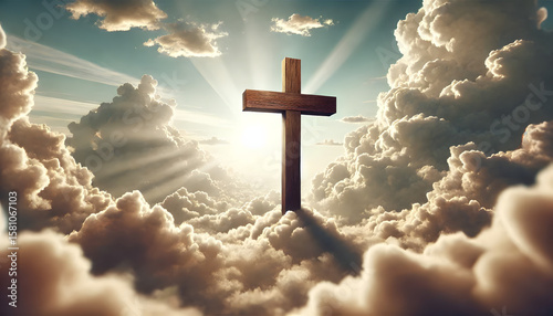 Wallpaper with cross on sky and clouds